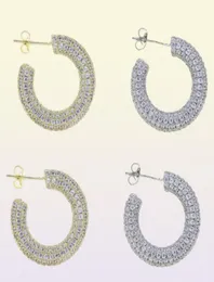 Hoop Earrings Full Iced Out Bling CZ Chunky Hoops Micro Pave Cubic Zirconia Sparking Geometric Round Circle Earring14753267361718