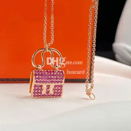 Stylish Rhinestone Pendant Necklaces Mini Bag Style Letter Plated Pendant Classic Chain Jewelry Necklaces For Women