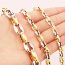 Chains Granny Chic Fashion 316L Stainless Steel Necklace 6.5-12mm Wide Coffee Beans Link Chain Gold/Silver Color Jewelry Men Women Gift