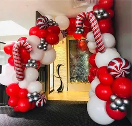 105 pçs vermelho branco doces balões guirlanda kit corrente balões de natal decorações para festa em casa hélio globos navidad 2110275209258