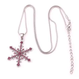 X7 Silver Tone Crystal Snow Pendant Halsband 18 Snöflinga Winter Christmas Holiday Jewelry Drop 277h