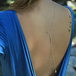 Colares de pingente de volta corrente sexy longo colar de cristal sem costas vestido acessórios jóias do corpo para mulheres presente de praia