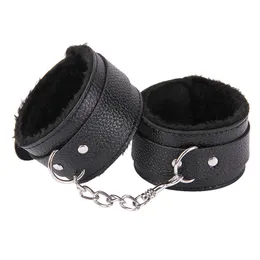 1 par sexig hand wrap pu läder plysch handbuff ankel manschett armband bondage cosplay tillbehör par spel