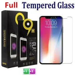 Fullt täcke härdat glasskärmskydd för iPhone 12 11 Pro Max XS XR Samsung A20 LG Stylo 0,33mm 2.5d 9h med paket LL