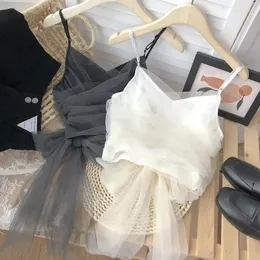 Kamizelki mody bez czołgów damskich kamizelka mody na ramię kobietom damska szorstka koronkowa patchwork y2k dziewczęce camis seksowne ubrania impreza femme elegancka top