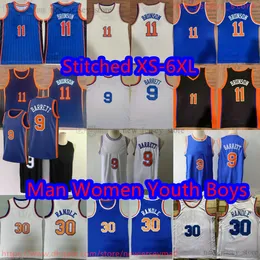 Custom S-6XL Basketball 11 Jalen Brunson Jersey 2023-24 New City Stripe 9 RJ Barrett 30 Julius Randle Jerseys Breathable Sports Shirts Blue White Home away