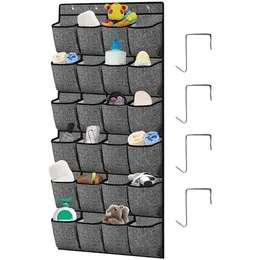 24 Pockets Shoes Organizer Rack Hanging Bags Wall Mounted Shoe Holder Over the Door Behind Closet Storage Bag 240102