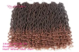 Ombre cor deusa locs cabelo marley trança extensões de cabelo navio 2021 moda 18 polegada tranças de crochê meia onda hald encaracolado fo3913241