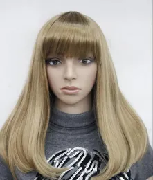 Caps Wig Wby Hot Fashion Light Strawberry Blonde Long Prosty Bangs Women Daily Wig TLC178