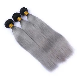 SEFTS 9A 1B/GRAY OMBRE البرازيلي البرازيلي البكر البشري ملحقات الشعر OMBRE رمادي بيروفيان ماليزيا ماليزيا كمبودي حزم نسج الشعر المستقيم