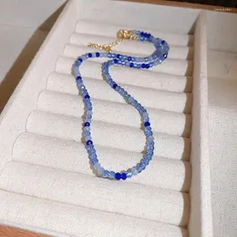 Ожерелья с подвесками, ожерелье-чокер с хрустальными бусинами, универсальная цепочка на ключицу из Южной Кореи, женская цепочка