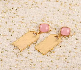Top quality special stud earring with Square shape and pink nature stone drop charm jewelry gift for women wedding PS70678618030