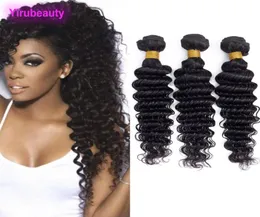 Malezyjskie ludzkie włosy Trzy wiązki głębokie fala 3pcllot Hair Extensions Natural Kolor 95105gpiece Deep Curly Whole Yirubeauty4081479