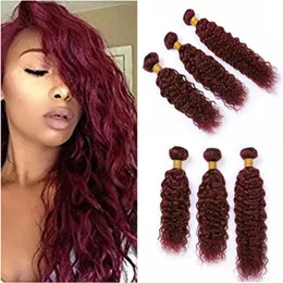 REFTS #99J WINE RED BRAZILIAN REAL and PODY HUSH HIRGLE BUNDLES Burgundy Red Virgin Hair Seftions