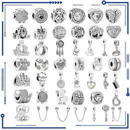 925 Silver New Fashion Charm Original Castle Tree of Life Owl Heart Peads For Original Pan Women's Armband smycken Tillbehör Giftfri frakt