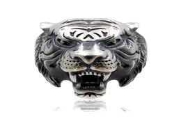 Nova moda retro cabeça de tigre anel masculino criativo animal zodíaco liga anel moda banda men039s anel festa jóias2653316