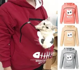 Men039s Felpe con cappuccio Trasportino per animali Addensare Camicie Amanti dei gatti Felpa con cappuccio Canguro Pullover per cani Custodia per coccole Felpa Tasca Orecchio animale 6727256