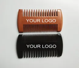 Пользовательский логотип с мелкими грубыми зубцами, двухсторонние деревянные широкие расчески, деревянная расческа для волос, двухсторонняя мужская расческа для бороды4537468