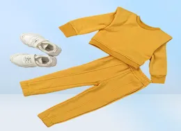 Осенне-зимний комплект детской одежды для мальчиков и девочек, спортивные костюмы для малышей, однотонная бутиковая одежда для девочек-джоггеров5522887
