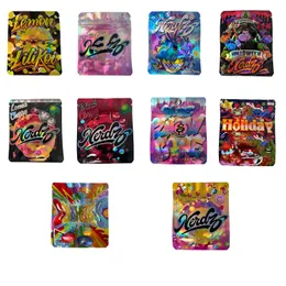 EMPTY 3.5g Mylar Bags Zipper Package Bag 10 Design Hologram Ziplock Packaging Resealable Plastic Pouch