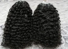 Afro Kinky Curly Micro Link Extensions Human Hair Extensions Black 200g Brazilian Kinky Curly Micro Loop Loop Extensions 200S1837608