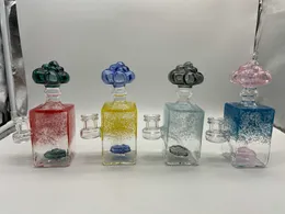 6inch Bong Glass Hookah Cloud Square Vase 4Colors Percolator 14mm Female Joint With Bowl