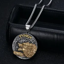 Hip Hop Wolf Head Pendant Necklace Cool Men Gift 316l Rostfritt stål 18K Guldpläterad rapsmycken