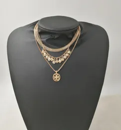 Modemarke Punk Metallkette Münze Halsketten für Frauen Vintage-Schmuck Gold Kreuz Anhänger Halsketten klobige Halskette2024732