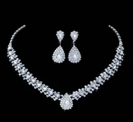 Conjuntos de joyería de boda de lujo para novia, joyería de dama de honor, conjunto de collar y pendientes colgantes, regalo completo de cristal de Austria50763335128646