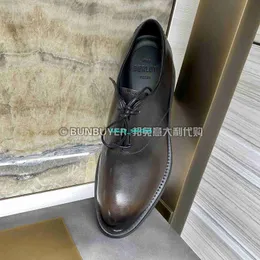 Berluti Men Dress Shoes Leather Oxfords Shoes Italian Berluti23 Autumn/Winter Alessio Carbon Wood Brown Convertible Leather Shoes Nasud