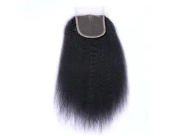 Brazilian Kinky Straight Human Hair Lace Closure Middle part part 3 Part 4 x 4 Lace Top Closures6900704