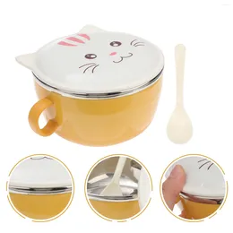 Bowls Instant Noodle Bowl Cute Heat Resistance Ramen Soup Rice Holder Noddle Stainless Steel Cartoon Child