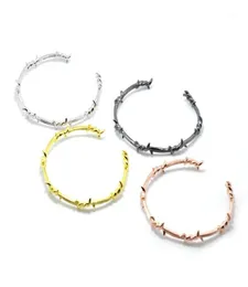 Bracelet femmes épines fil hommes manchette ouverte Pulsera titane acier Pulseras Mujer géométrique Bracelet barbelé Jewelry13285332