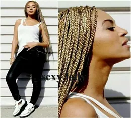 Miód blondynka mikro -warkocz peruka syntetyczna koronkowa przednia peruka odporna na ciepło błonnikowe Blackbrown Burgundy Braided Box Braids Pargs for Black 2236486