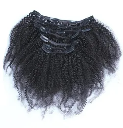 Fabriek Afro Kinky Curly Clip In Human Hair Extensions klasse 7a onbehandelde maagdelijke Mongoolse krullende clip hair extensions 18quot 201294773