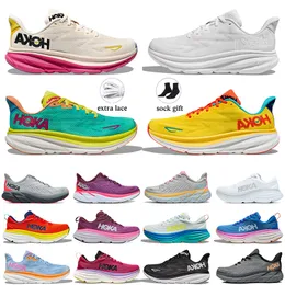 2024 Top Hoka Womens Running Shoes Hoaks Clifton 8 9 Hoka Bondi 8 Tripe Branco na Canção de Verão Nuvem Gelo Água Rosa Laranja Esportes ao Ar Livre Corredores Jogging Walking Sneakers