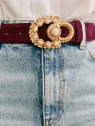 Cinture Cintura da donna Squisita scultura con fibbia in metallo perlato Moda vintage Sottopancia tutto-fiammifero 2024