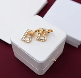 Stud 18K Gold Plated Luxury Designer Earrings Studs Women Fashion Simple Rhinestone Pendant Ear Charm Jewelry Lucky Gold Color 925 Silver Needle Earring with box