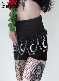 Insgoth punk hip hop metalowy pasek skórzany pasek Gothic Streetwear Sain Moon Goth Dance Streetwear Indywidualne kobiety1449371