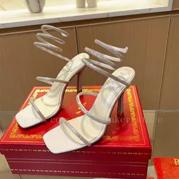 Sandales à talons hauts en strass décoratifs en cristal de créateur nouveau Rene Caovilla Cleo 95mm sandales enveloppantes pour femmes