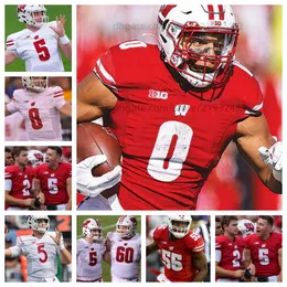 تخصيص Chimere Dike Wisconsin Badgers Football Jersey College أي رقم أي رقم مخيط راسل ويلسون 19