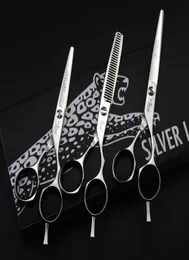 Jaguar Professional Barber Hair Scissors 556065 9CR 62HRC Härte Schneiden Sie die Silberschere mit Case7263108 ab.
