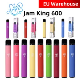 EUストックジャムキング600パフ蒸気処理可能なベーパーパフバーバーエルフバーベイプペンEINWEG VAPE DOPALABLE PUFFジュースフレーバー2ml 20mgプレフィルドPoco Vape 550mah