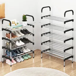 Household Simple Metal Shoe Rack Storage Box Cabinet Slippers Multilayer Door Frame 240102