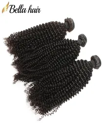 Paquetes de cabello virgen humano brasileño KinkyCurly, extensiones tejidas, 3 unidades, Color Natural, poco pelo rizado, trama Bellahair2443389