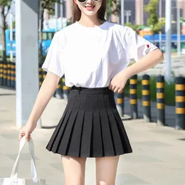 Skirts Pleated Skirt Summer Gray Girl Falda Korean College Style A-line High Waisted Negra Mini Short For Women Clothes