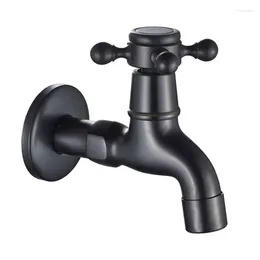 Kitchen Faucets Black Brass Wall Bibcock Bathroom Corner Washing Machine Faucet Exterior Outdoor