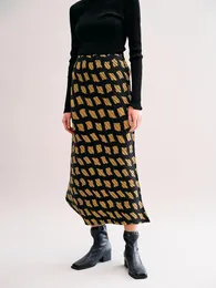 Etekler Miyake Piled Twill Düzensiz Uzun Etek Kadın Kore Moda Nedensel Bir Düğme Bel Basılı