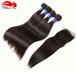 브라질의 직선 머리를 닫고 브라질 버진 머리 3 번 묶음 닫기 직선 7a 인간 remy hair weave with closure4135708