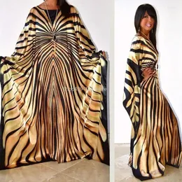 Ethnische Kleidung Afrikanisches Kleid für Frauen 2024 Mode Zebrastreifendruck Plus Size Free Maxi Lange Robe Africaine Vetsido